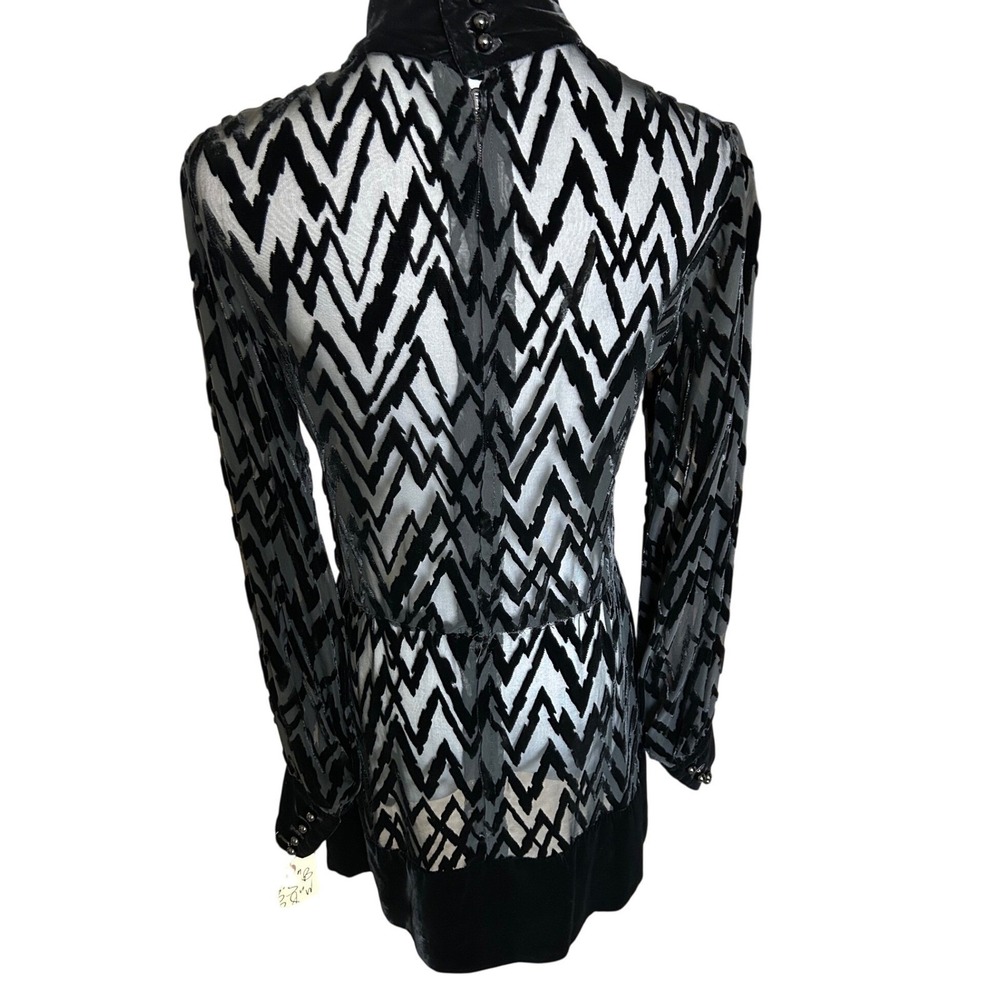 Vintage Burnout Velvet Mod Mini Dress Swinging London Style EU 40 Size 2/4 SONY - Picture 5 of 9